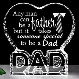Gifts for Dad, Christmas Birthday Gift, Dad/Papa/Daddy Gifts from Daughter/Son/Kids - DAD Shape Crystal Decor for Fathers Day