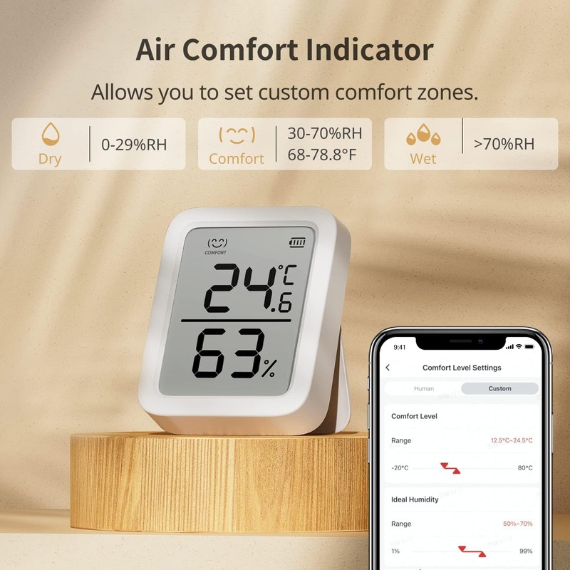 SwitchBot Indoor Thermometer Hygrometer 4 Pack, Indoor Temperature Humidity Sensor