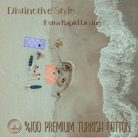 AVO Bliss Turkish Beach Towel Turkish Bath Towel Turkish Pool Towel 36x69 inches 100% Cotton Super Soft Sand Free Quick Dry Oversized Lightweight Compact Travel Towel Made in Turkey (Dark Blue-Coral)