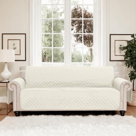 CAPALOCA 100% Waterproof Couch Covers for Pets Anti Slip Sofa Covers Washable for 2 Cushion Couch Dog Protector Thick Sofa Slipcover with Pockets (54" Loveseat, Ivory)