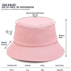 Voarge Fishing Hats Foldable Bucket Hat Foldable Smiling for Men Women Fishing Unisex Beach Cap Outdoor 56-58cm, pink