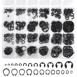 360Pcs Carbon Steel E-Clips & Snap Rings Assortment Kit (2.0mm-12mm) - Includes External Retaining Rings, C-Clips, Circlips for 5mm-16mm-24 Sizes Industrial Fastener Set