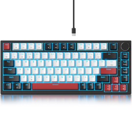 Guffercty kred 75% Percent Mechanical Keyboard with Knob, Gasket Mouted Wired TKL Gaming Keyboard 75 Percent Hot Swappable Programmable for Windows Laptop PC Gamer（82 White）