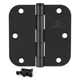 SORGMACH Door Hinges 3 1/2 Inch Matte Black 3.5 Inch Interior Hinges 5/8" Radius Round Door Hinge 3 1/2 Inch Iron Hinge 3 ½"x 3 ½" Door Hardware - 30 Pack