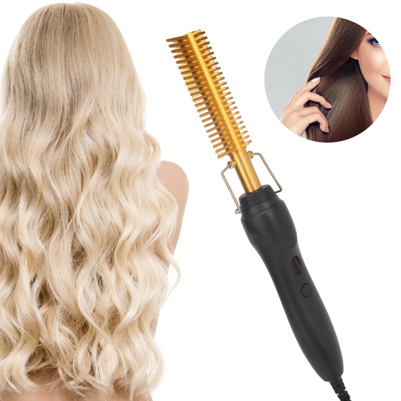 Electric Heating Comb WetDry Straightening Curling Hot Brush Hair Styling