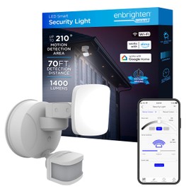 Enbrighten VIBE Smart LED Security Light, Motion Activated, Single Head, ETL Listed, UV Resistant, 1400 Lumens, 4000K, Compatible with Alexa, Google Home, White, 58185