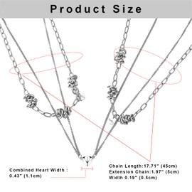 Cupimatch Couple Necklace Puzzle Cat I Love U Pendant Couple Necklace Friendship Chain for Him and Him 2 Lovers Couples Jewellery Stainless Steel Chain Men Women Gift for Partner Couples, Stainless