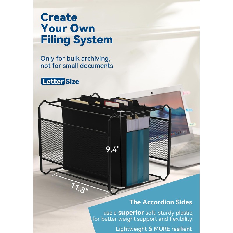 SortRax Plastic High Capacity Hanging File Folders, 4" Expansion for