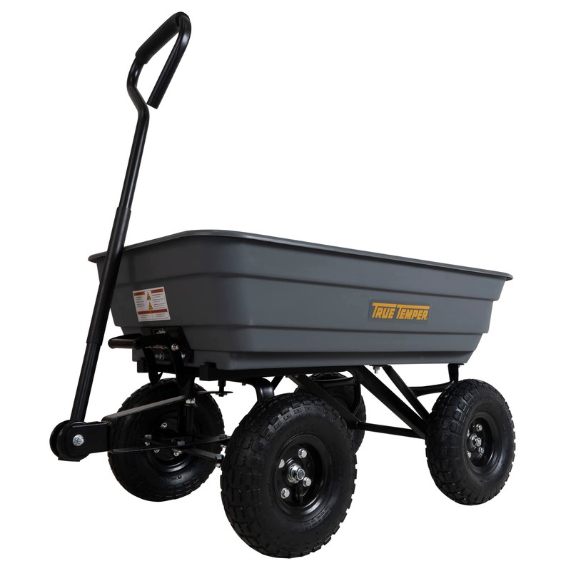 True Temper Poly Garden Cart Wagon, Easy Dump Design, 4