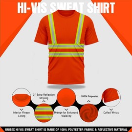 JP ADVANCE CHOICE Pack of 2 Hi Viz Vis High Visibility Dri Fit Short Sleeves T Shirts Safety Reflective Tape Round Neck Breathable Workwear (CA/US, Alpha, Large, Regular, Regular, Yellow+Orange)