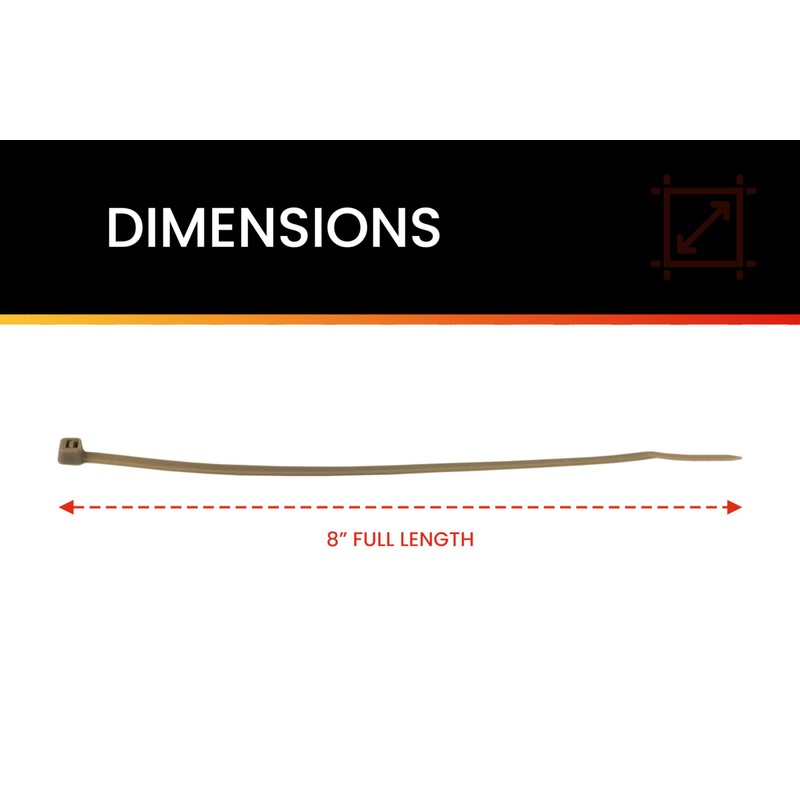 Pro Tie CFT8SD100 8-Inch Tan Nylon Standard Duty Cable Ties,