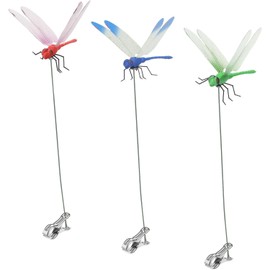 3 Pack Dragonfly Clip,3D Dragonfly Garden Stakes Decor,Dragonfly Humming Bird Stakes,Deer and Horse Fly Deterrent,Garden Bird and Fly Scare Devices for Indoor Outdoor (3pcs)