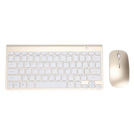 Keyboard Mouse Combo Wireless 2.4G USB Ultraslim Portable Ergonomic Wearproof Keyboard and Mouse for Notebook ComputerGold
