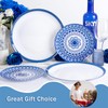 EI 60pcs Blue Plastic Plates Disposable Blue and White Floral