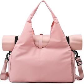 Bolsa de Gimnasia para Mujer, Compartimento para Zapatos y Bolsa Impermeable Bolsa de Deporte para Gimnasio, Bolsa Tote de Yoga Fitness para Entrenamiento, Yoga, Viajes (Rosa)