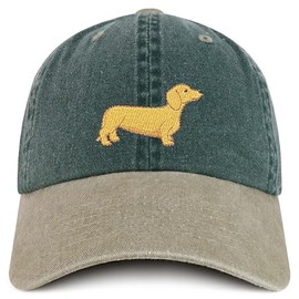 Trendy Apparel Shop Dachshund Embroidered Dog Theme Low Profile Dad Hat Cotton Cap - Spruce Khaki
