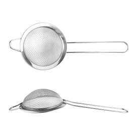 Rumyve 2 Pcs Stainless Steel Fine Mesh Tea Strainers,Small 8 cm Diameter Kitchen Colander Filter with Handle for Spices Juice Egg Tea Coffee Flour Sifting