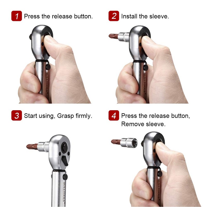 BULLTOOLS 1/4-inch Drive Click Torque Wrench Set Dual-Direction Adjustable 90-tooth
