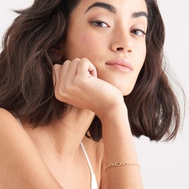 ANIA HAIE 925 Sterling Silver Classic Figaro Chain Trendy Stylish Minimalist Simple Bracelet, 14K Gold Plated