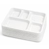 5-Compartment Bagasse Food Trays, 25 Pack, Compostable Sugarcane Fibre