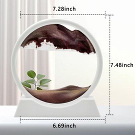 AzureLeap 3D Dynamic Sand Art Liquid Motion, Moving Sand Art Picture Round Glass 3D Deep Sea Sandscape in Motion Display Flowing Sand Frame Relaxing Desktop Home Office Work Decor (7 inch-Coffee)