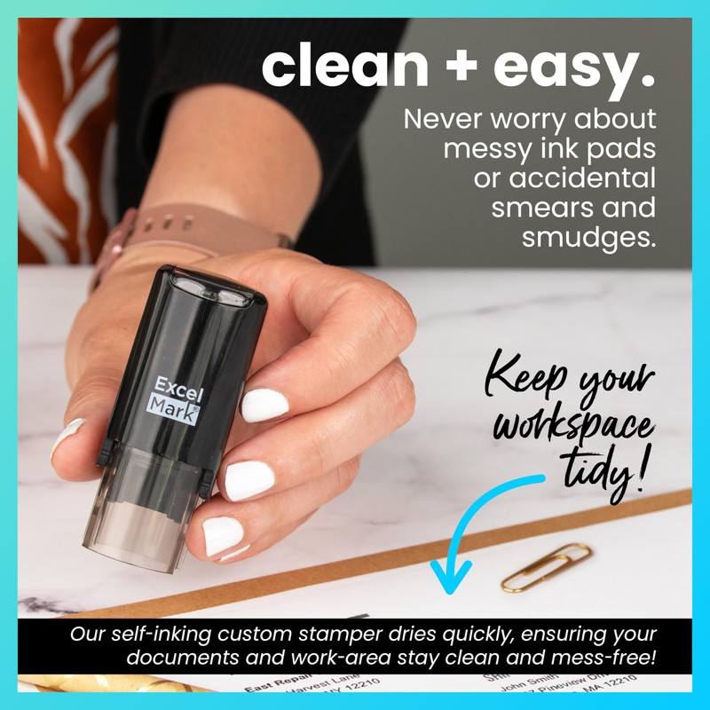 ExcelMark Smiley FACE - Self-Inking Round Teacher Stamp - Purple