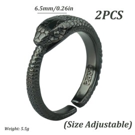 EOWVISN 2 Pieces of Snake-Shaped Rings, Adjustable Rings, Fashionable Simple Rings, Retro Rings, Men's Rings, Creative Styling Rings