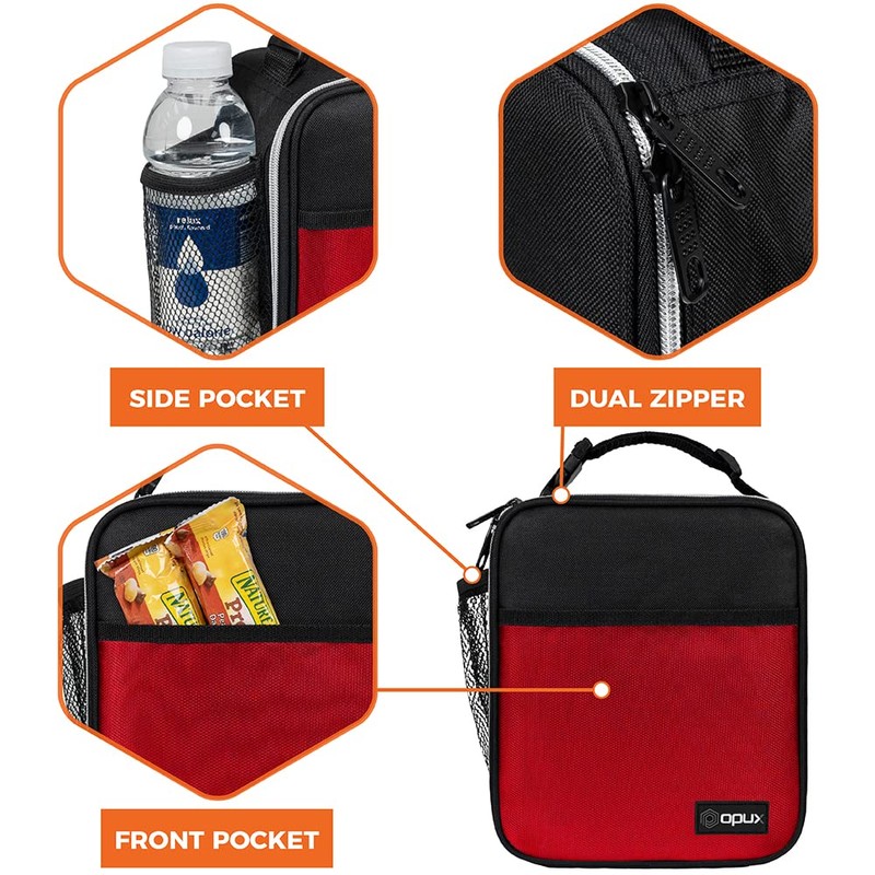 (Red) - Premium Thermal Insulated Mini Lunch Bag by OPUX