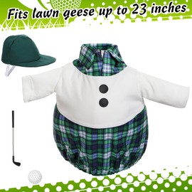 Aliceset Golfer Goose Outfit for 23" Lawn Porch Goose Statue Decorations Teeing Off Golfer Costume with Golf Clubs and Hat for Garden Patio Statue Art Decor