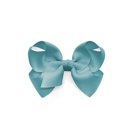 Bownita Girl's' Classic Handmade Grosgrain Hair Bow, Snag-free, No-Slip, Medium Size (Nile Blue)
