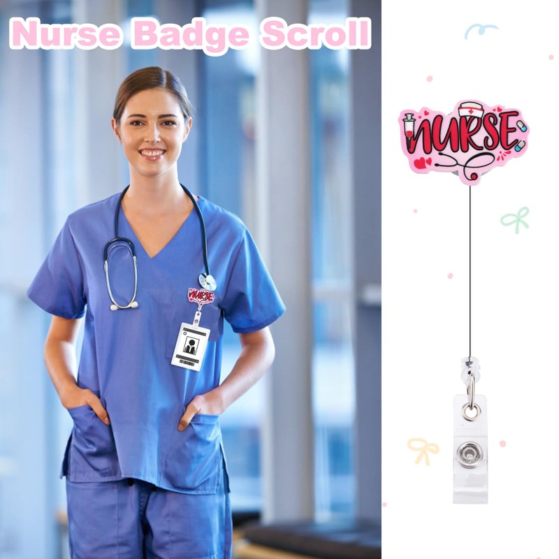 Funny Nurse Badge Reel, Retractable ID Badge Holder Nurse with