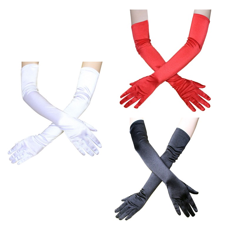 Long Satin Gloves Fashionable Stretch Long Evening Opera Satin Gloves