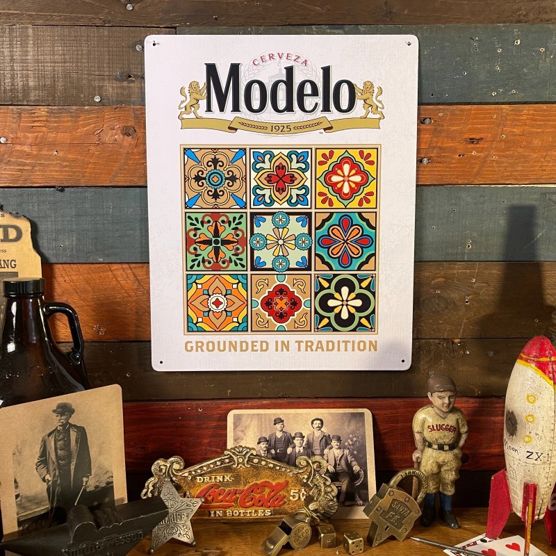Modelo Tiles 15" x 12" Metal Beer Sign W/ Reinforced