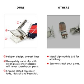 PAPA LEGGENDA X-Back Suspender for Men with 4 Swivel Hooks, 1.4 Inch Wide Adjustable Elastic Braces for Casual&Fomal,Black & Red Stripe