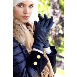 MESSERIO Touchscreen Cashmere lined gloves (Black, Medium)