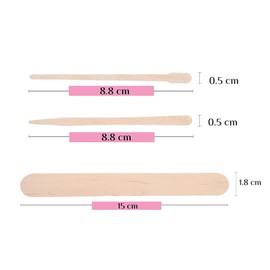 Mibly 3 Style 150 Pcs Assorted Wooden Wax Sticks for Body Legs Face and Small Medium Large Sizes Eyebrow Waxing Applicator Spatulas for Hair Removal or Wood Craft Sticks