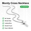 Silver Cross Necklace for Men，Mens Cross Necklaces with 2.5mm Stainless
