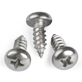 BNUOK #10 x 1/2 Inch Pan Head Wood Screws, Phillips Drive, Stainless Steel 304 (18-8), Self Tapping for Wood, Sheet Metal Screws, 50 Pack