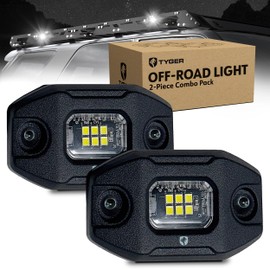 Tyger Auto Off-Road Vehicle Rack LED Flood Light Pods | 2-Pack | 6500K Day White | Wire to 12V or 24V | 9W Each | IP68 / IP69K Waterproof | Flat or 30 Degrees Tilt | Trucks SUV ATV UTV | TG-LT2U3338