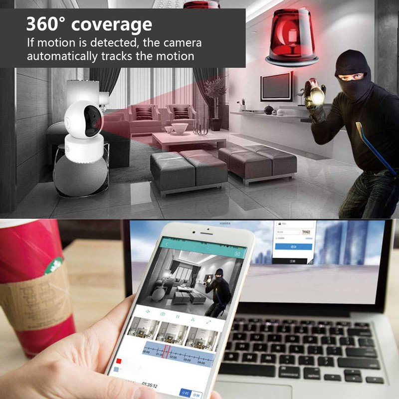 2K 3MP Smart Security Camera WIFI 360° Panoramic Night Vision