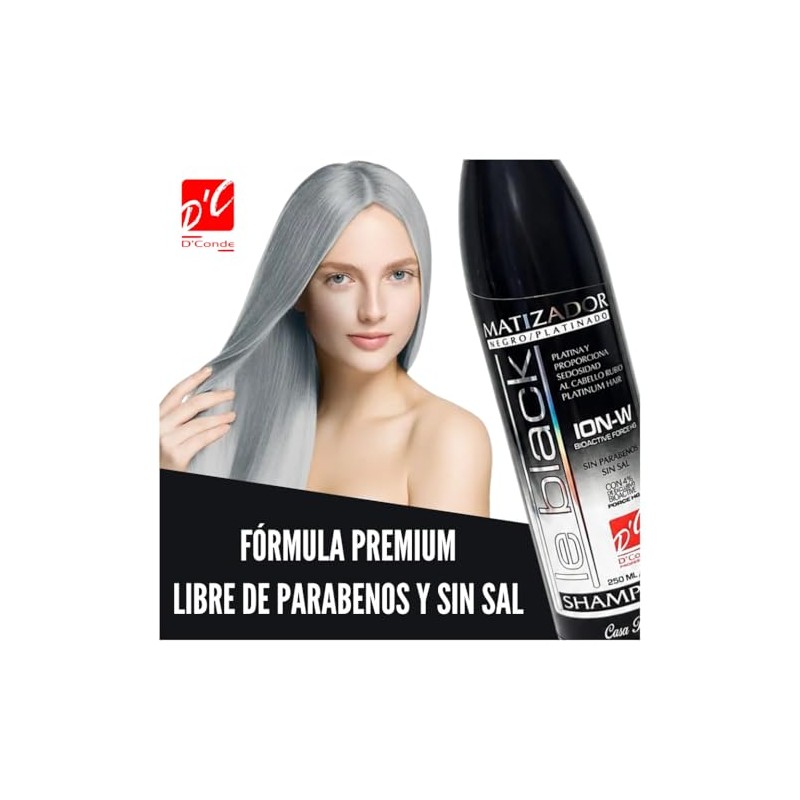 D'Conde Shampoo Matizador Le Black para Platinar Cabello Rubio, Pelo