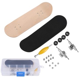 Mini Finger Skateboard, Maple Wooden Alloy Fingerboard, Pro Finger Board with PU Non-slip Box, Reduce Pressure, for Children Gifts(Black)