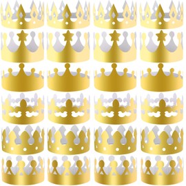 SIQUK 30 Pieces Paper Crowns Gold Paper King Crown Hats Golden Birthday Party Crown for Kids Adults