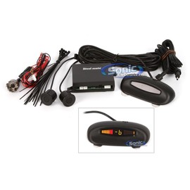 STEELMATE 2-sensor rear parking assist system with rear mounted digital LED display.