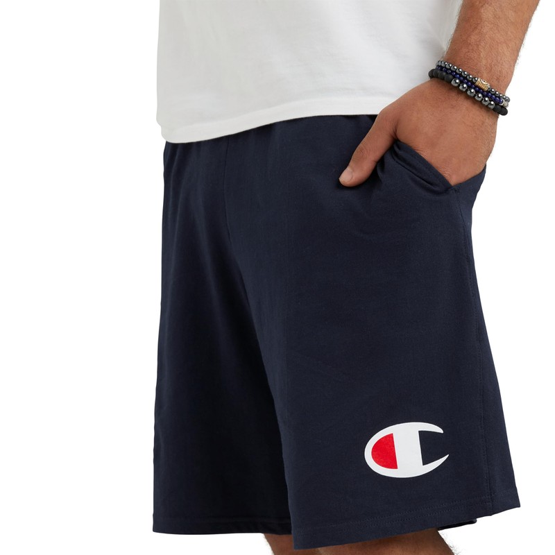 Champion - Pantalones cortos de punto estampados para hombre, NAVY,