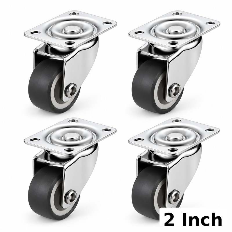Swivel Furniture Casters with Soft TPR Rubber Wheels – 4-Piece