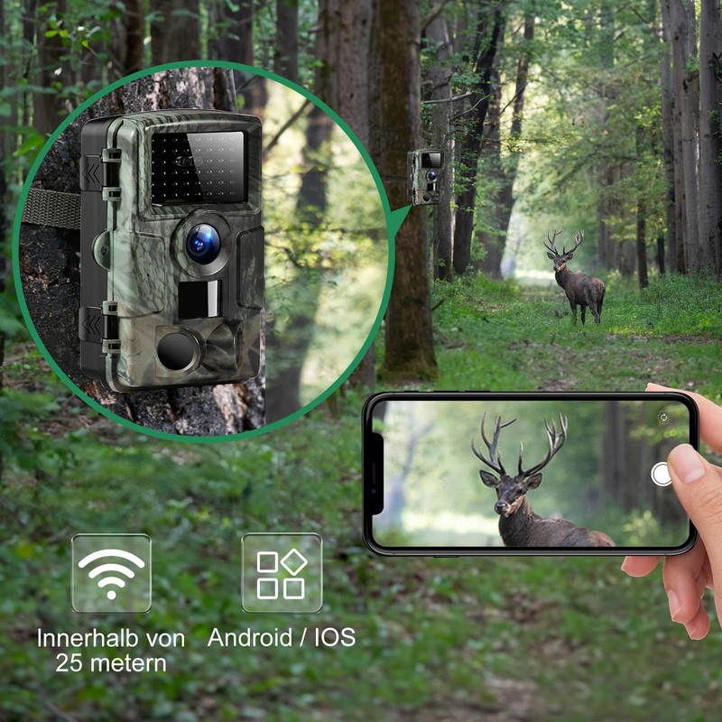 TESPHAN WLAN Wildlife Camera 48MP 2.7K, 120° Hunting Camera 0.1s