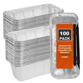 Whaleme 100 Pack Grease Cup Liners Compatible with Blackstone Griddle 5017 - Griddle Accessories, Disposable Grill Grease Tray, Aluminum Foil Drip Pan Grease Catcher Cup Liner for 17, 22, 28, 36 Inch