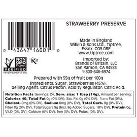 Tiptree Strawberry Preserve, 12 Ounce Jar