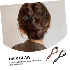 Mikinona Barrette Hair Clips 2pcs Set Plastic Banana Clip French Style Pearl Hair Barrette Strong Hold Ponytail Maker for Women